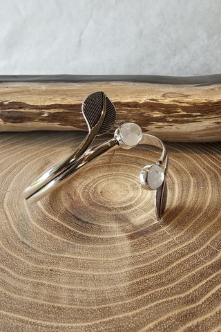 Leaves and Gems Bracelet Silverplated Brass