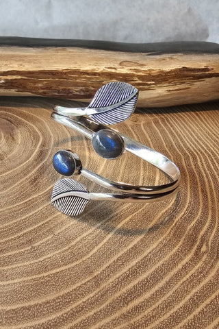 Leaves and Gems Bracelet Silverplated Brass