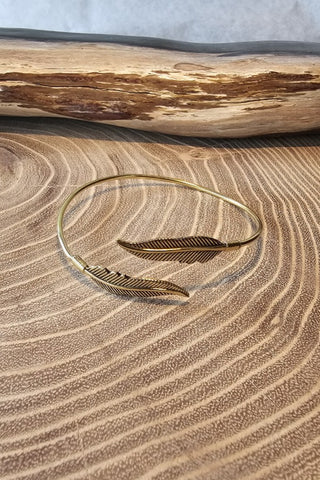 Double Feathers Bracelet Brass