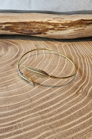 Double Feathers Bracelet Brass