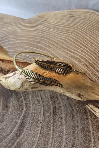 Double Feathers Bracelet Brass