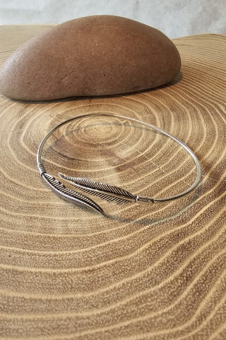 Double Feathers Bracelet Silverplated Brass