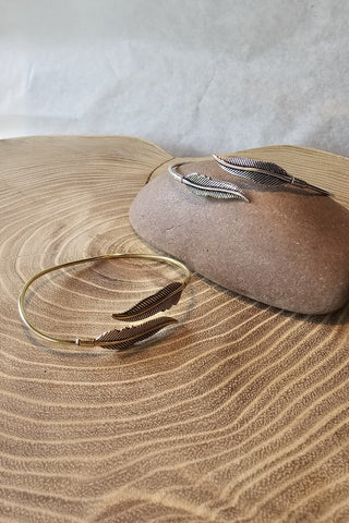 Double Feathers Bracelet Brass