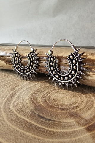 Spikey Earrings Silverplated Brass