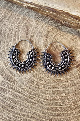 Spikey Earrings Silverplated Brass