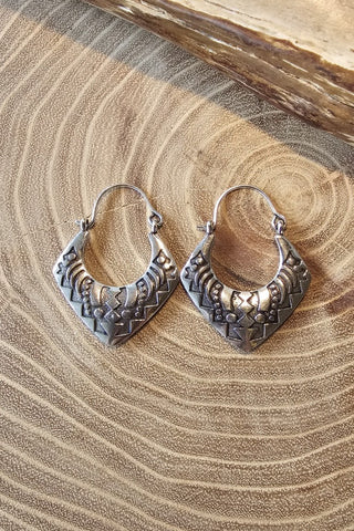 Aztec Earrings Silverplated Brass