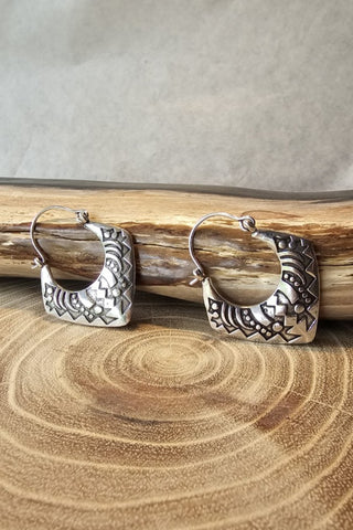 Aztec Earrings Silverplated Brass