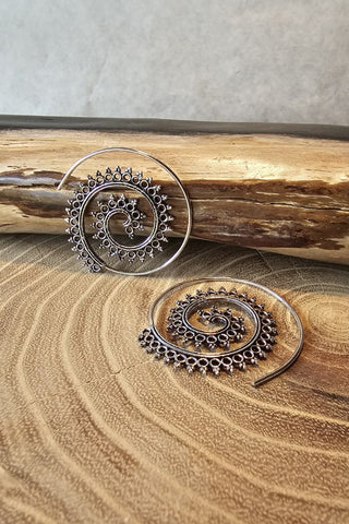 Spiral Earrings Silverplated Brass