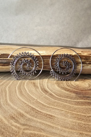 Spiral Earrings Silverplated Brass