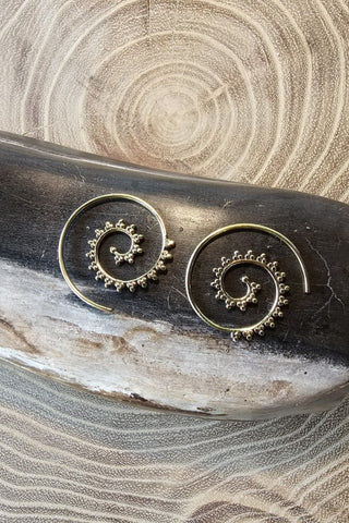 Spiral Earrings Small Brass