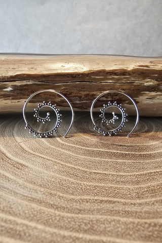 Spiral Earrings Small Silverplated Brass