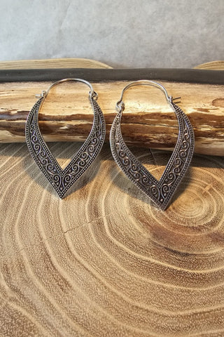 Long Drops Earrings Silverplated Brass