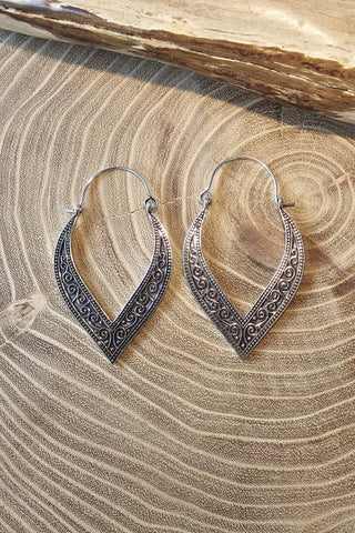 Long Drops Earrings Silverplated Brass
