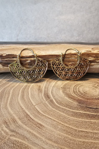 Egyptian Flower Earrings Brass