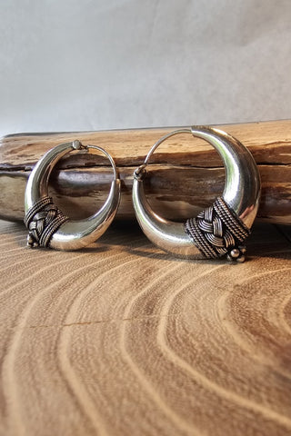 Braided Hoops Earrings Silverplated Brass