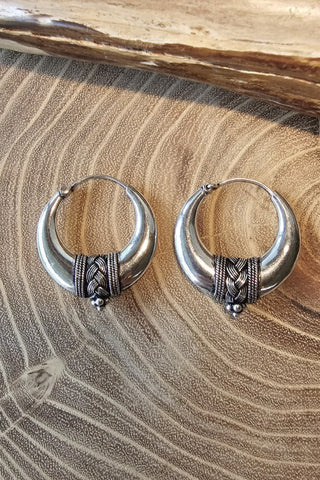 Braided Hoops Earrings Silverplated Brass