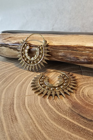 Spikey Earrings Brass