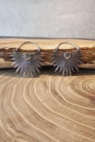 SunRay Earrings Silverplated Brass