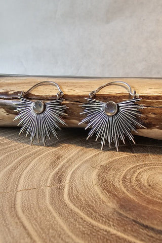 SunRay Earrings Silverplated Brass