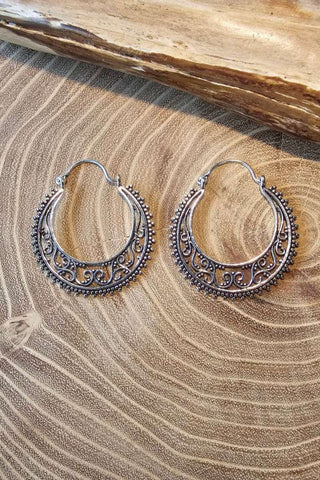 Double Hoop Earrings Silverplated Brass