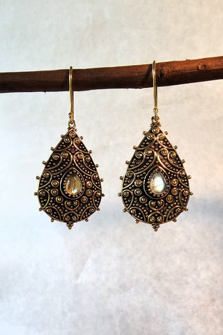 Flower Drops Earrings Brass