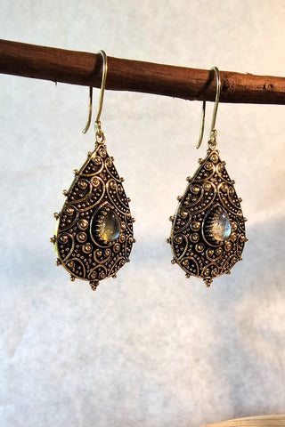 Flower Drops Earrings Brass
