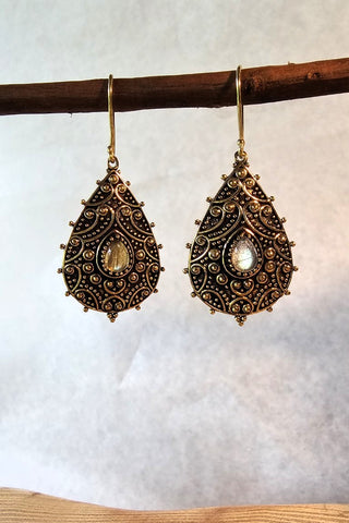 Flower Drops Earrings Brass