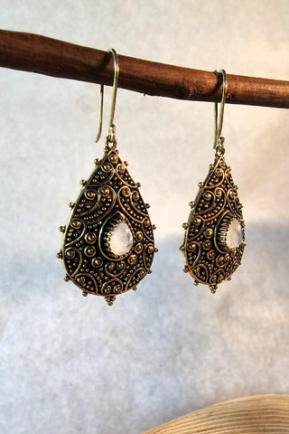 Flower Drops Earrings Brass