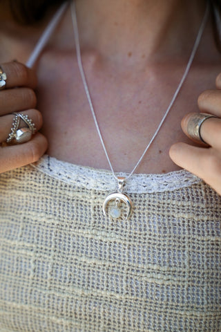 Crescent Moon Pendant Silverplated Brass