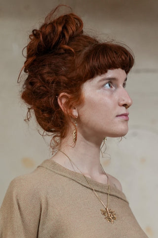 Aurora Leaves Earrings Brass