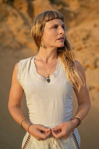 Solstice Lace-Up Top Natural