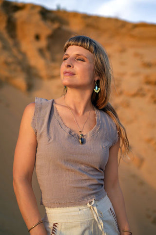 Solstice Lace-Up Top Dusty Amethyst