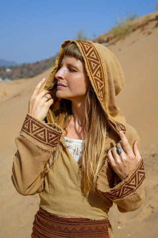 Raw Cotton Wrap Top Desert