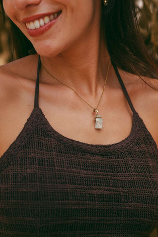 Raw Fire Opal Pendant Brass