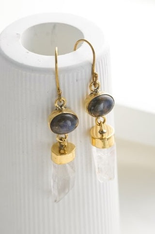 Crystal Drop Earrings Brass