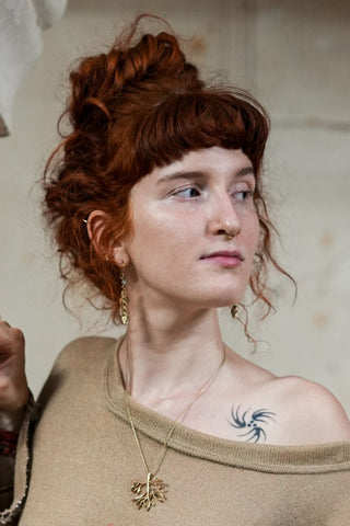 Aurora Leaves Earrings Brass