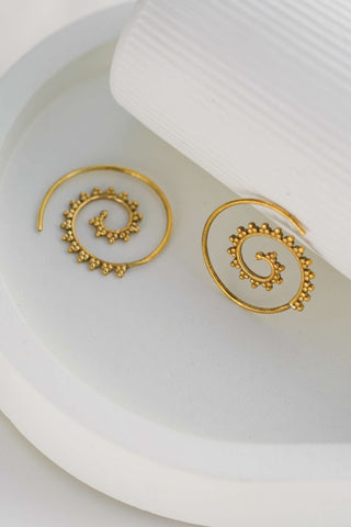 Spiral Earrings Small Brass