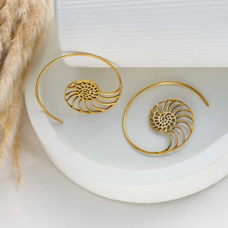 Ammonite Earrings Brass