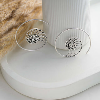 Ammonite Earrings Silverplated Brass