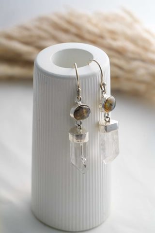 Crystal Drop Earrings Silverplated Brass