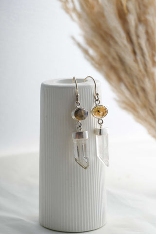 Crystal Drop Earrings Silverplated Brass