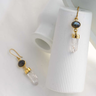 Crystal Drop Earrings Brass