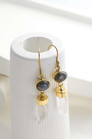 Crystal Drop Earrings Brass