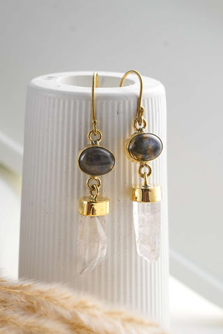 Crystal Drop Earrings Brass