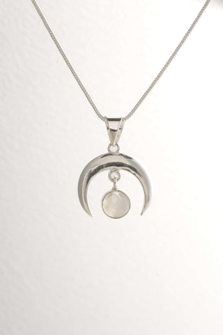 Crescent Moon Pendant Silverplated Brass