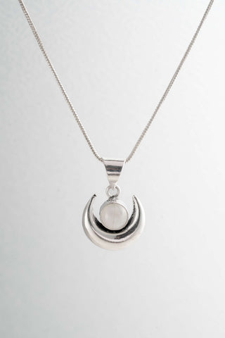 Half Moon Pendant Silverplated Brass