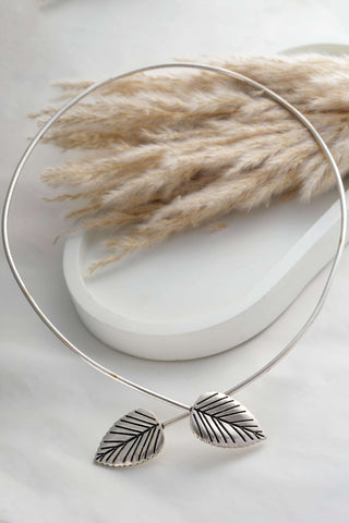 Leaves Necklace Silverplated Brass