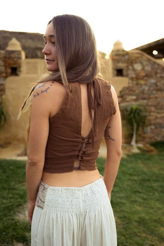 Solstice Lace-Up Top Earth