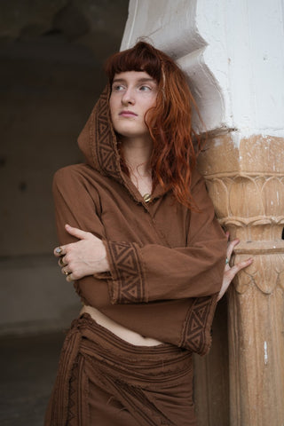 Raw Cotton Wrap Top Earth