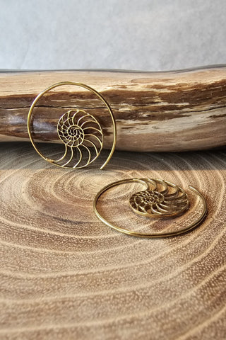 Ammonite Earrings Brass